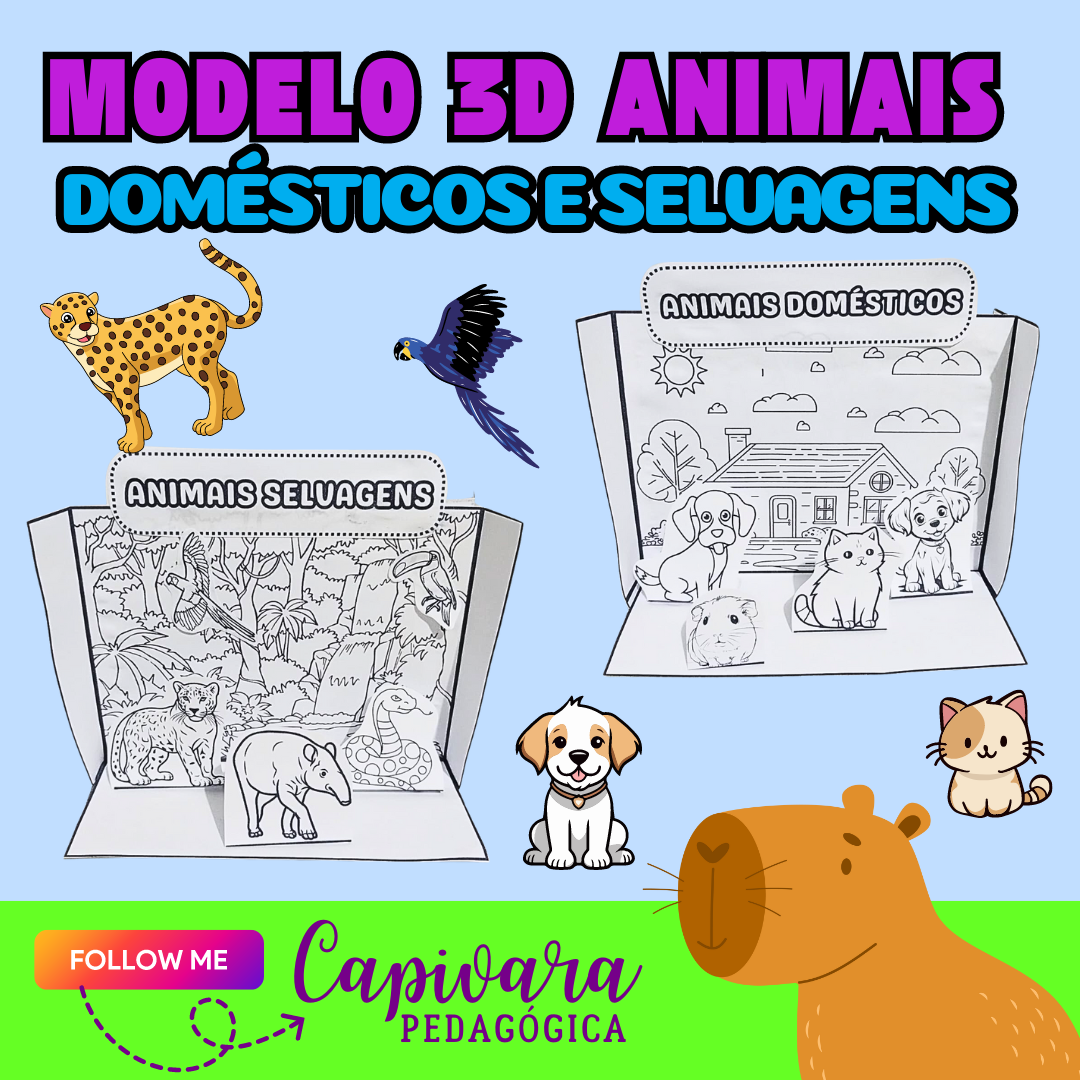 MODELO 3D - ANIMAIS SELVAGENS E DOMÉSTICOS