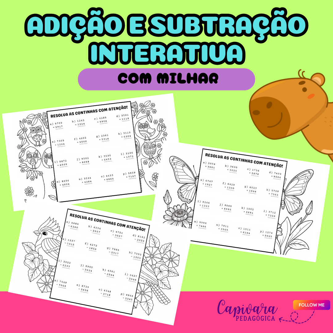 ADIÇÃO E SUBTRAÇÃO INTERATIVA COM MILHAR