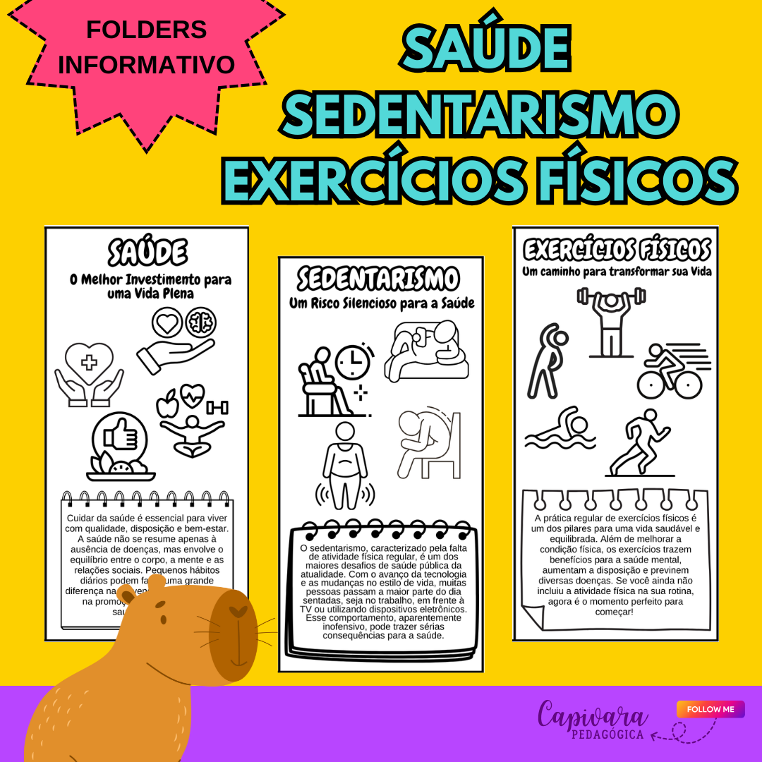 FOLDERS INFORMATIVOS - SAÚDE, SEDENTARISMO E EXERCÍCIOS FÍSICOS