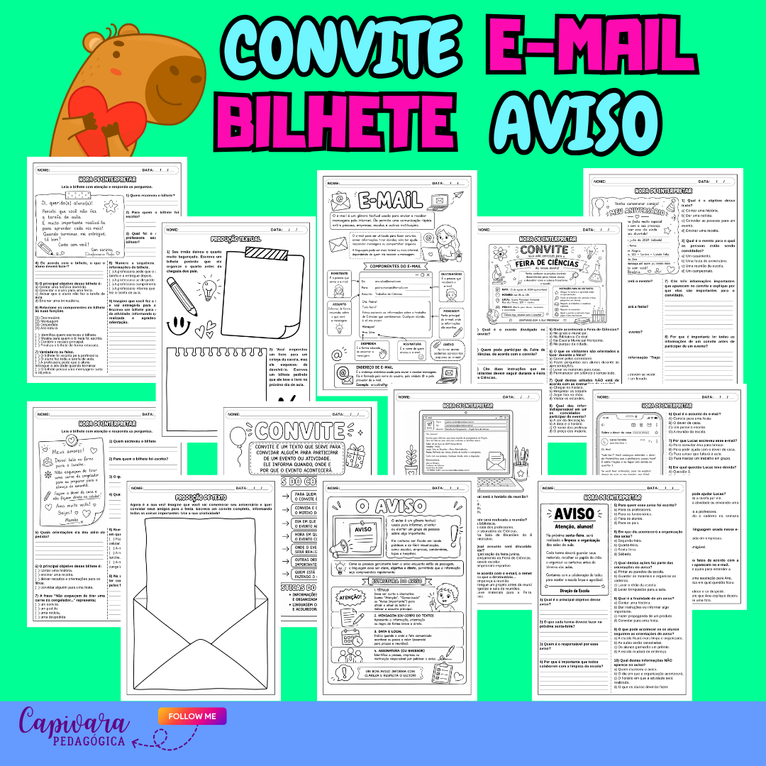 KIT BILHETE, AVISO, E-MAIL E CONVITE