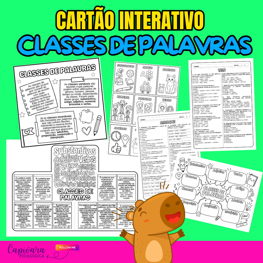 CARTÃO INTERATIVO - CLASSES DE PALAVRAS